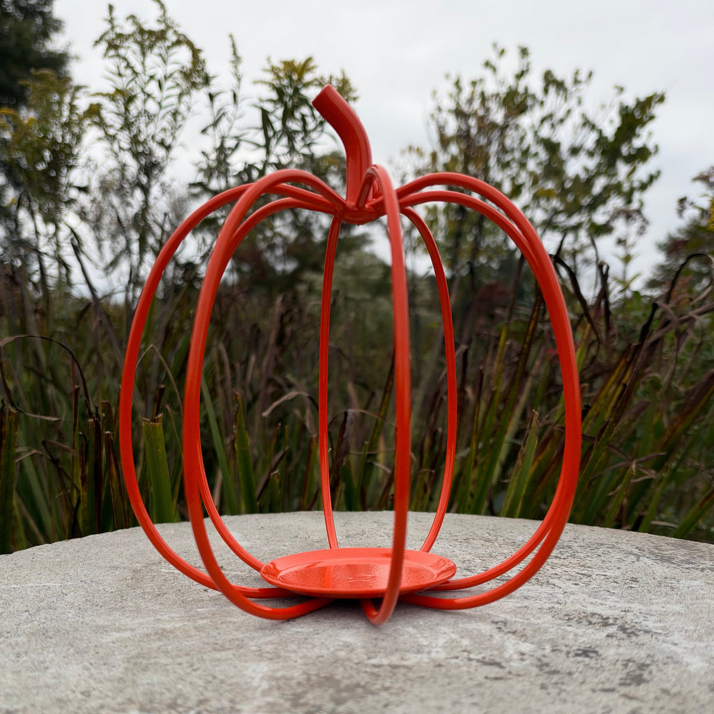 Orange Metal Pumpkin Candleholder