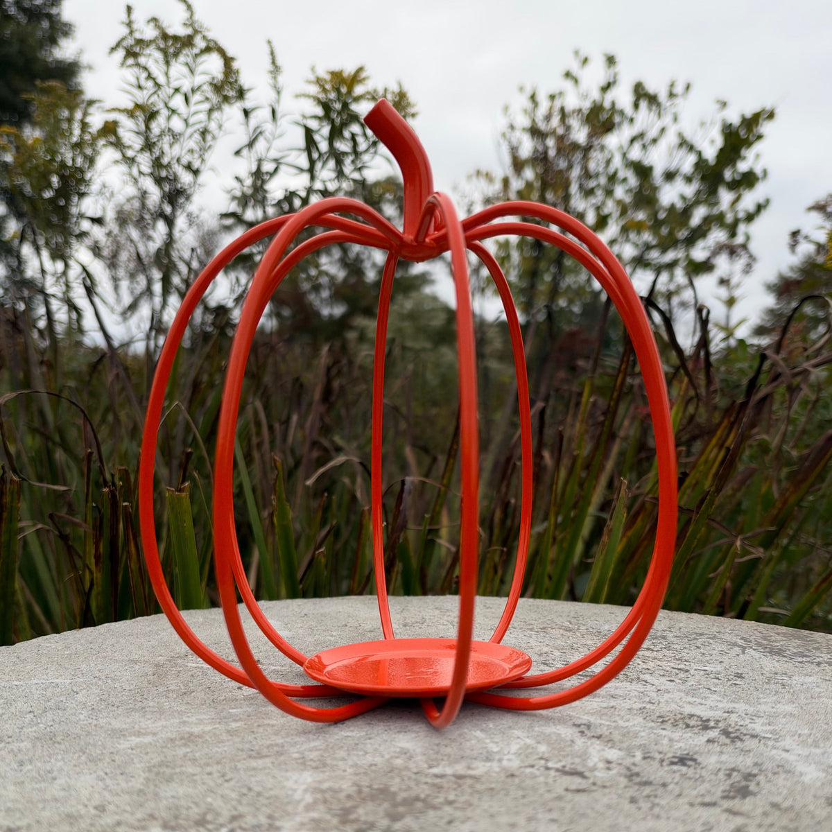 Orange Metal Pumpkin Candleholder